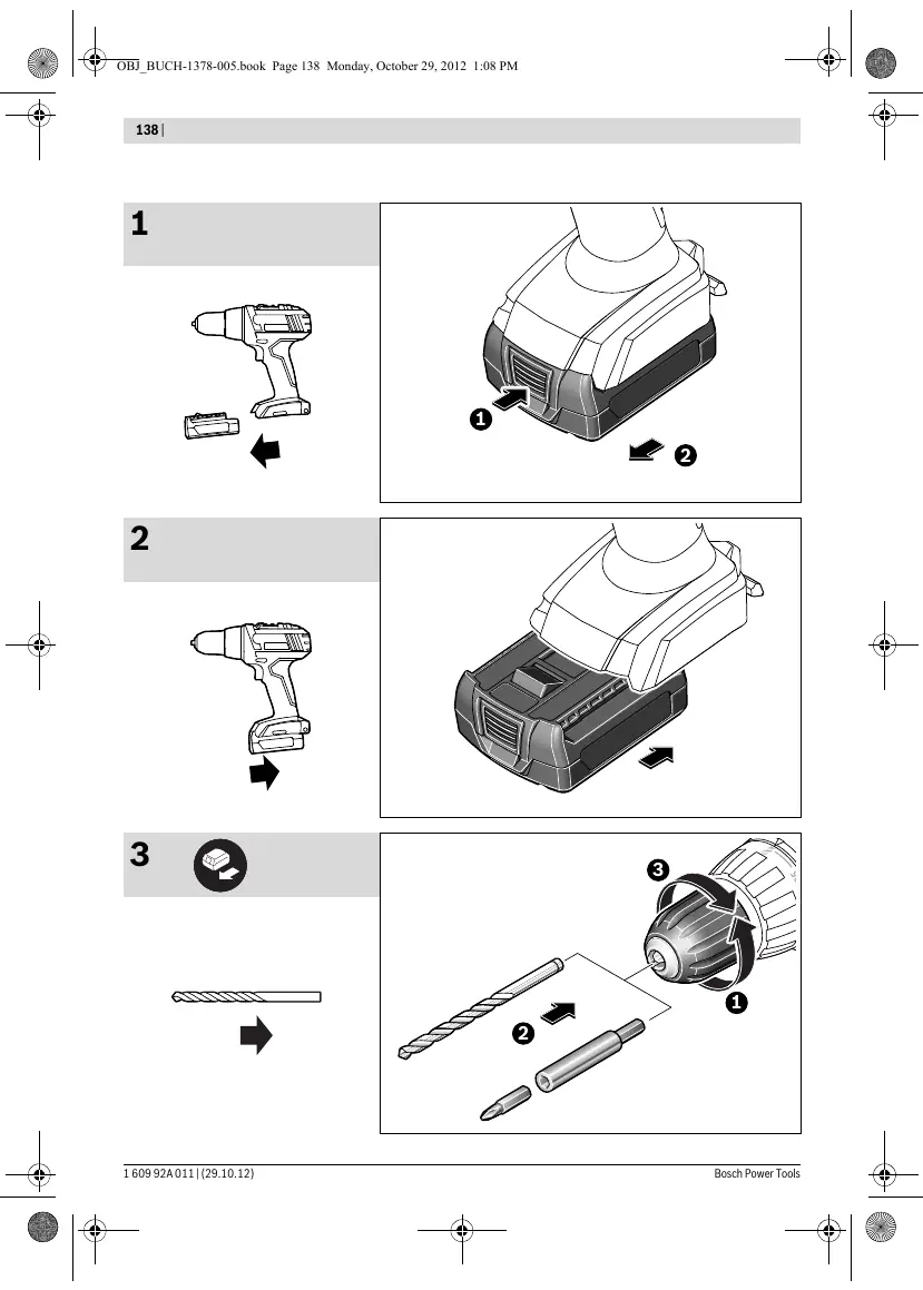 Battery removal, insertion, and tool mounting