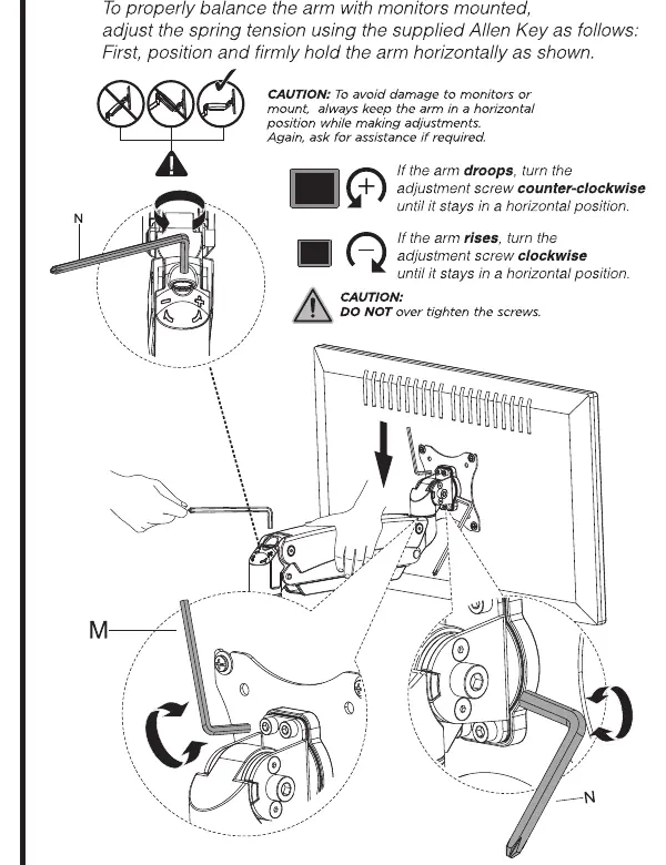 Tension adjustment and positioning screws.
