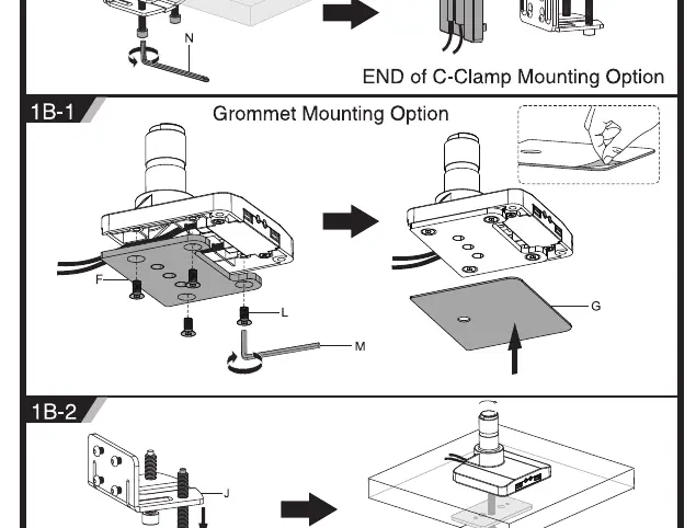 Grommet mounting option for desks with holes.
