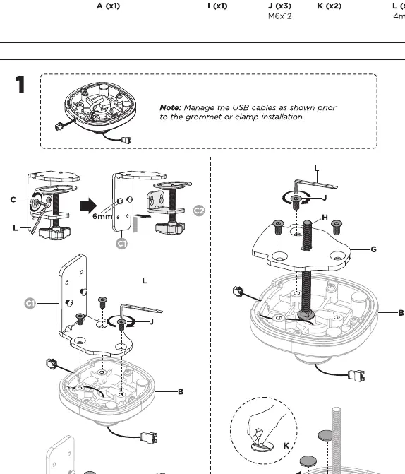 Base assembly options (Clamp and Grommet)