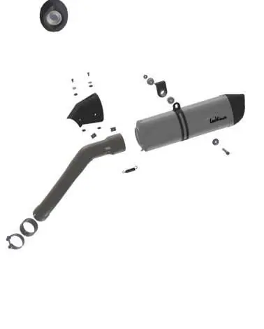 Exploded view of the LV One EVO stainless steel exhaust assembly.