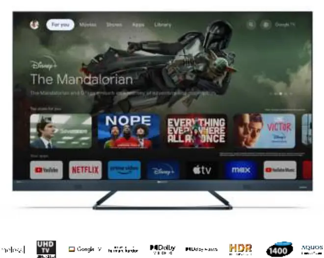 Sharp 55FQ5KG Google TV design