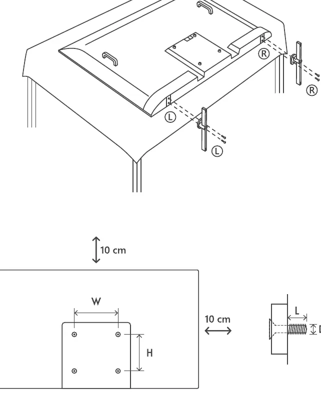 VESA wall mount dimensions and screw specifications