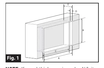 Flush-mount installation dimensions (Fig. 1)