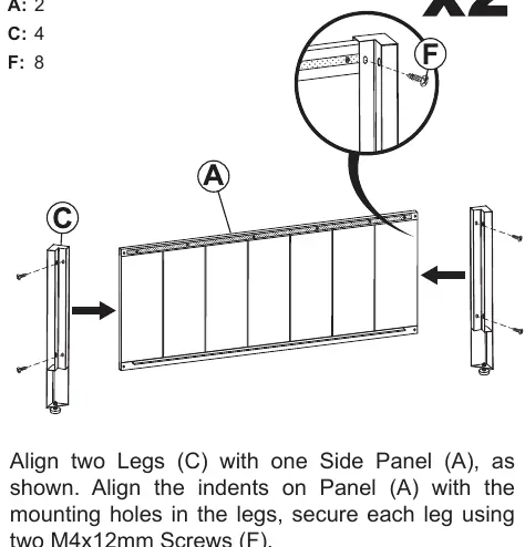 Step 1: Attaching legs to side panel