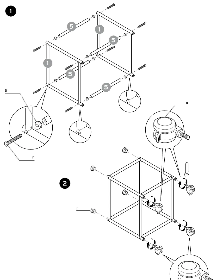 Assembly steps 1 and 2