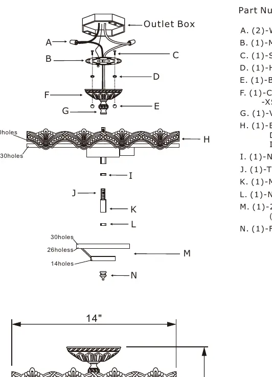 Exploded view of the fixture components