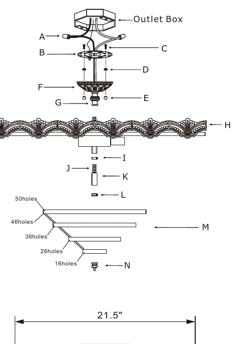 Exploded view of fixture components