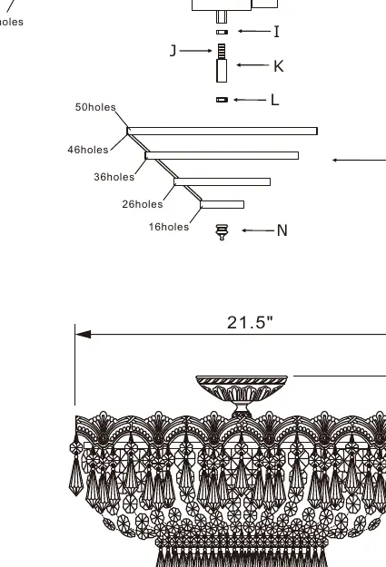 Fixture dimensions diagram.