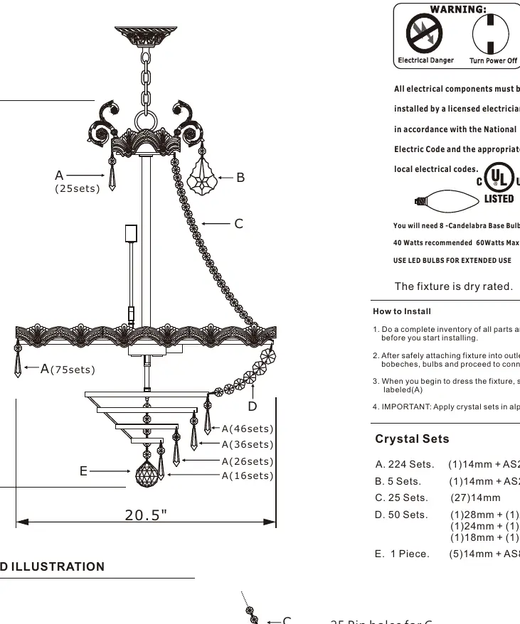 Chandelier assembly diagram