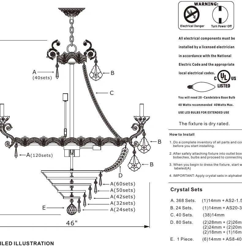 Chandelier assembly diagram