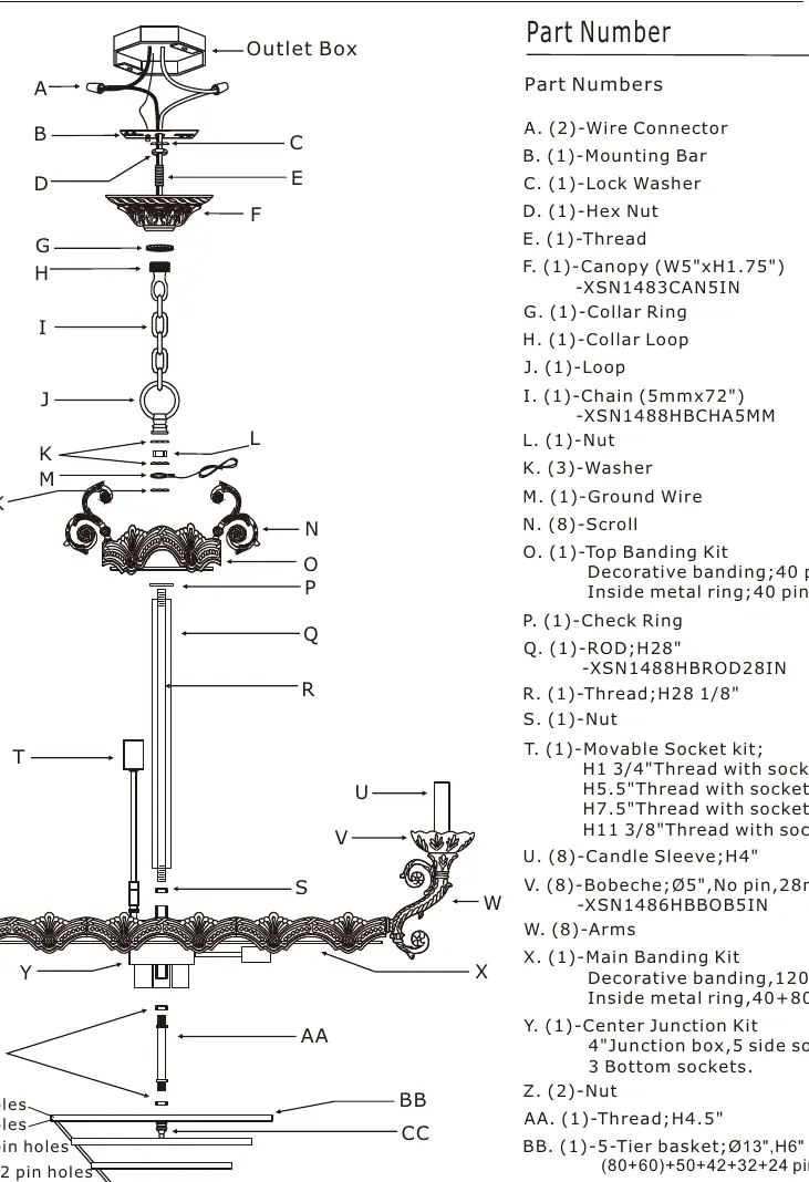 Exploded view of components