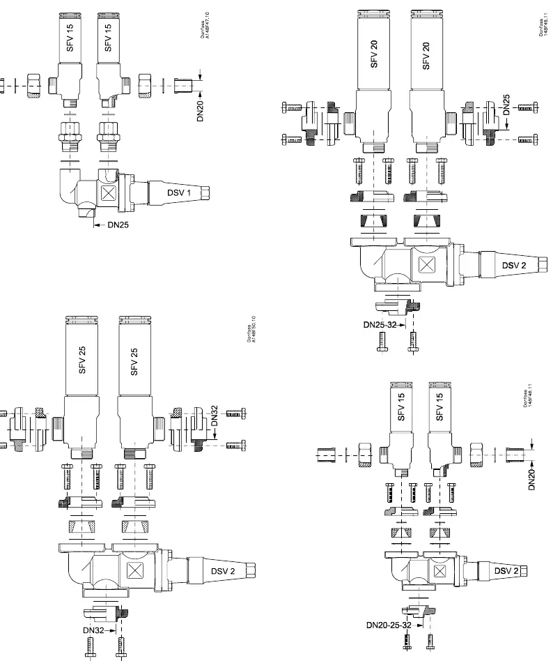 Mounting with safety valves (Fig 10)
