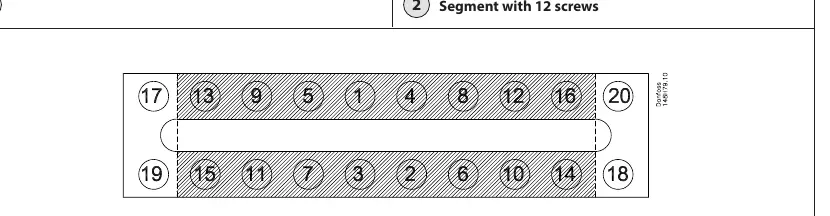 Tightening sequence for 20-screw configuration.