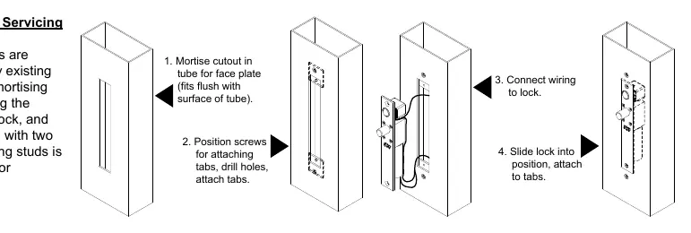 Easy installation steps for mortising and mounting the lock.