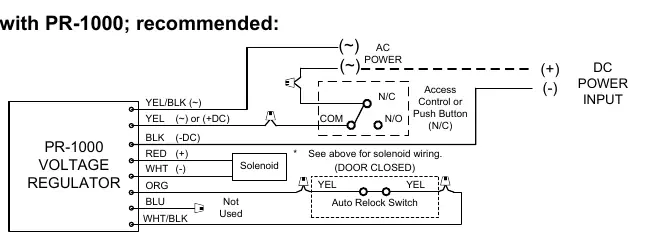 Wiring diagram with PR-1000 regulator.