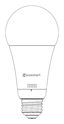 Ecosmart A21 Motion Sensor Bulb diagram showing the color temperature switch location.