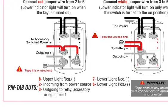 5-Pin rocker switch wiring methods