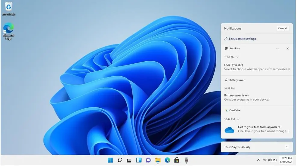 Notification menu interface