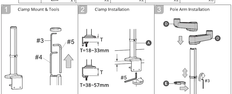 Clamp and pole installation steps