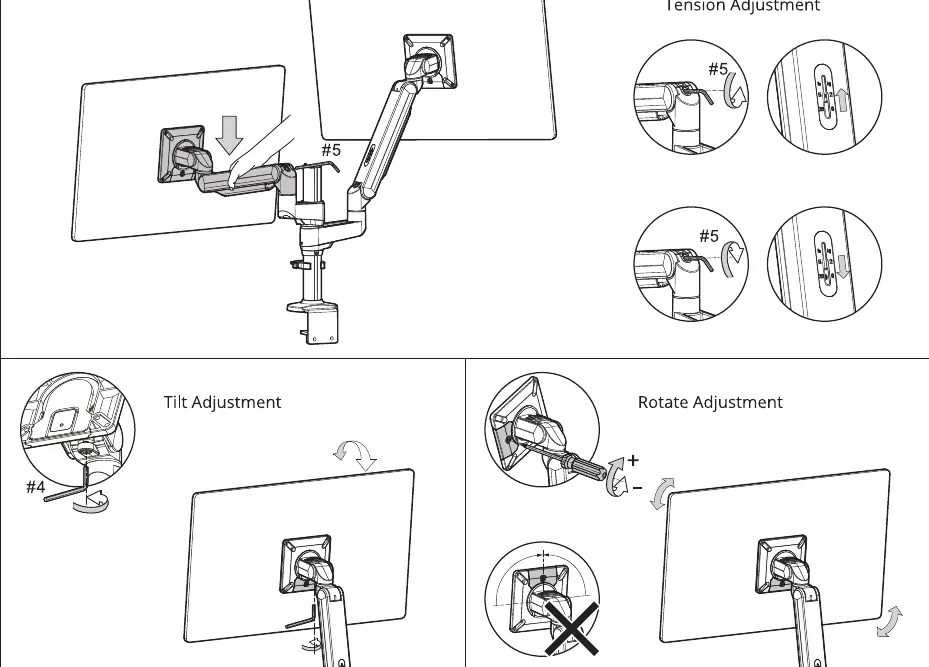 Tension, tilt, and rotation adjustments