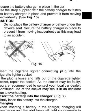 Battery charger setup in a vehicle