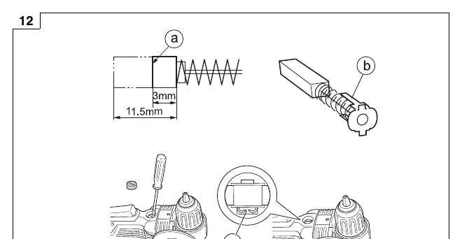Carbon brush inspection and replacement (Fig. 12)