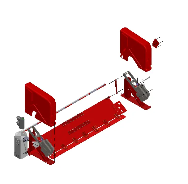 Detail B: Exploded view of hinge and basket assembly.