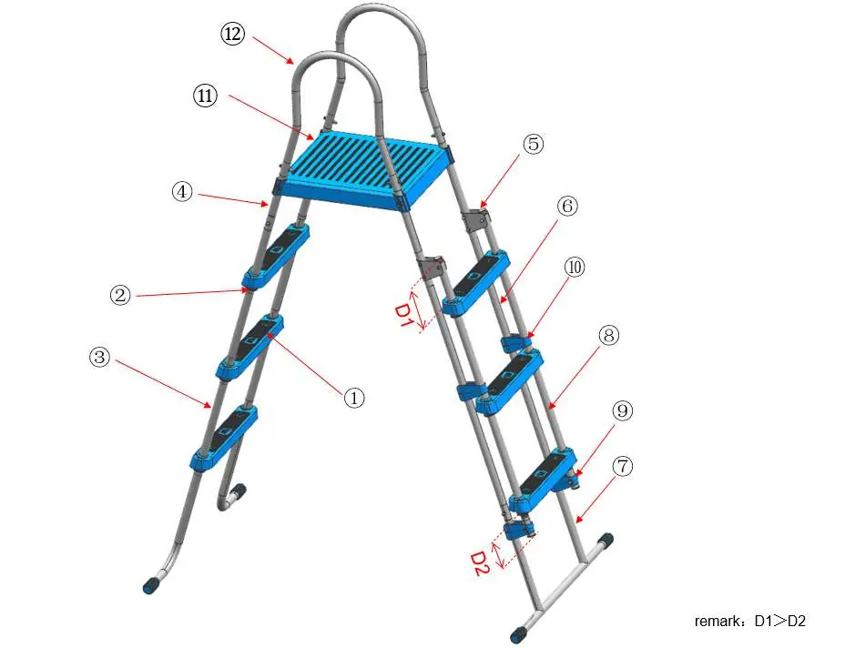 Pool ladder assembly diagram