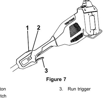 Controls: Lockout button, 2-speed switch, and run trigger