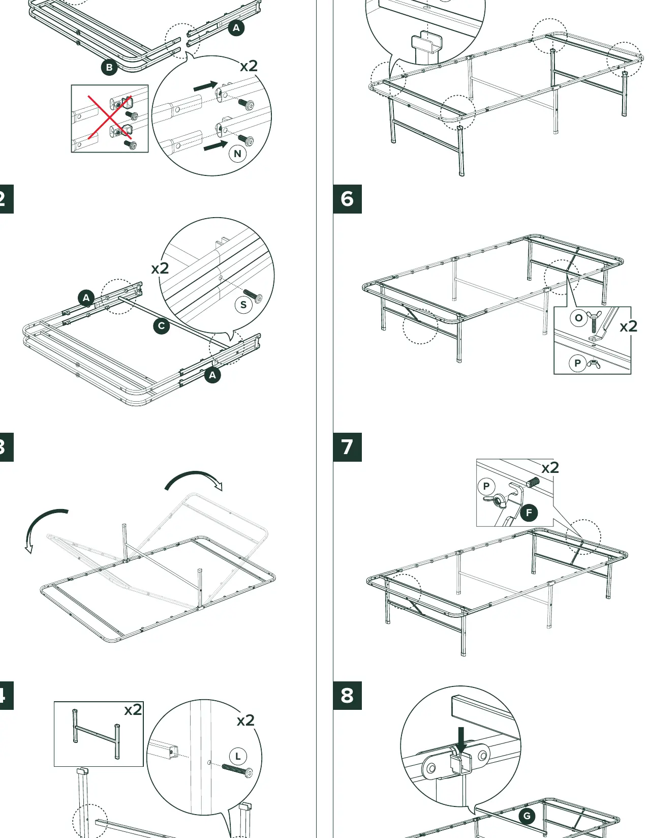 Step 1: Connecting frame parts A and B.