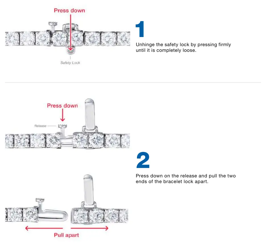 Steps to open the security clasp