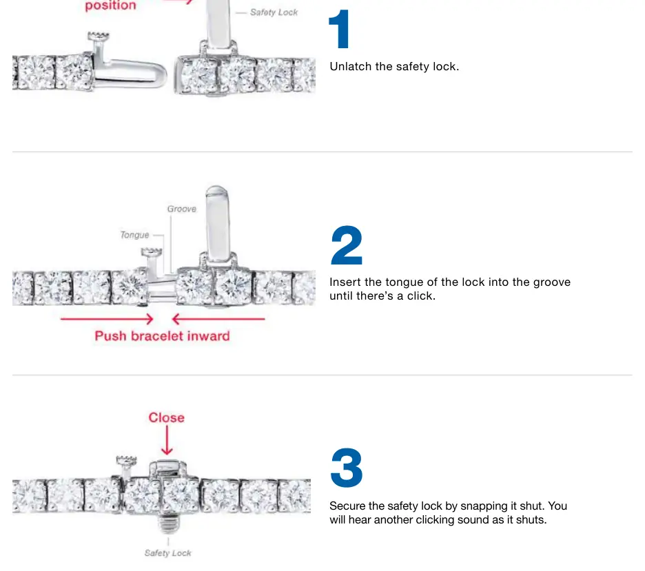 Steps to fasten the security clasp