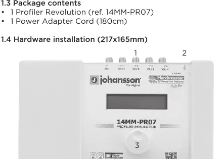 Hardware installation diagram showing inputs and connections