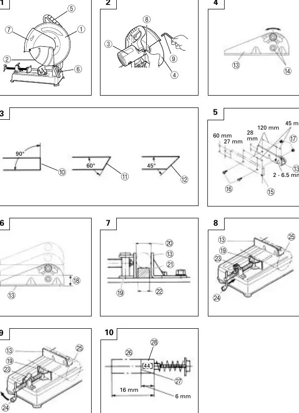 Machine components and setup diagrams