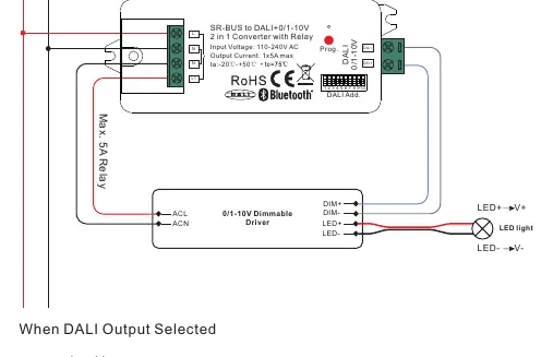 Wiring diagram for 0/1-10V output configuration.