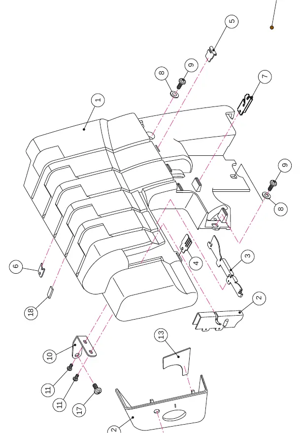 Exploded view of the external housing components