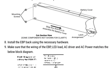 Cut-section view of the battery cover latch arrangement.