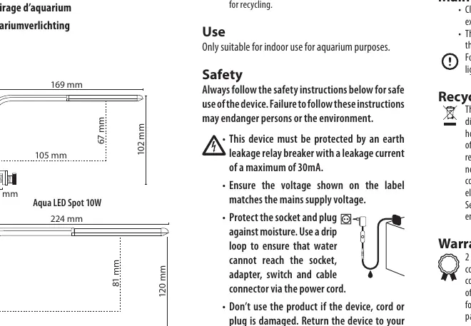 Dimensions and mounting specifications