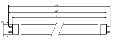 Dimensional drawing of the LED tube