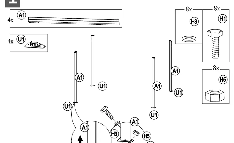Step 1: Base and post assembly