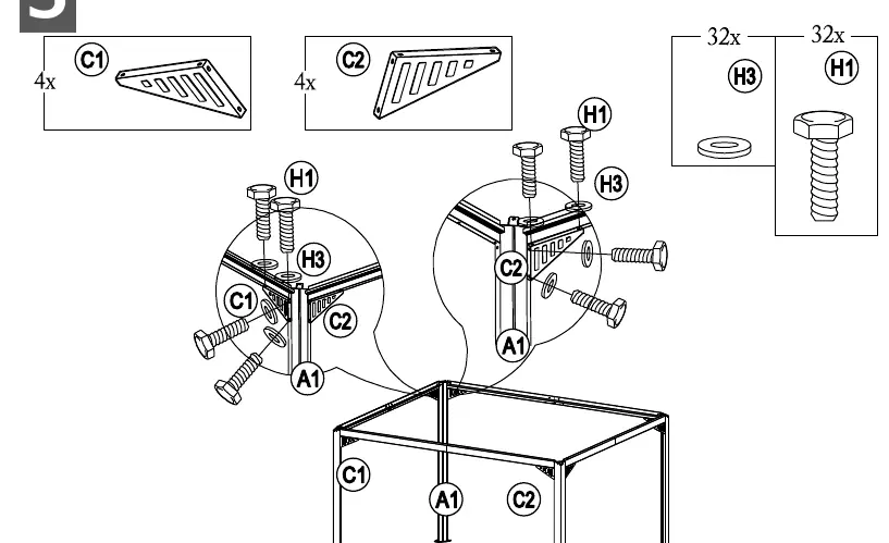 Step 5: Corner support installation