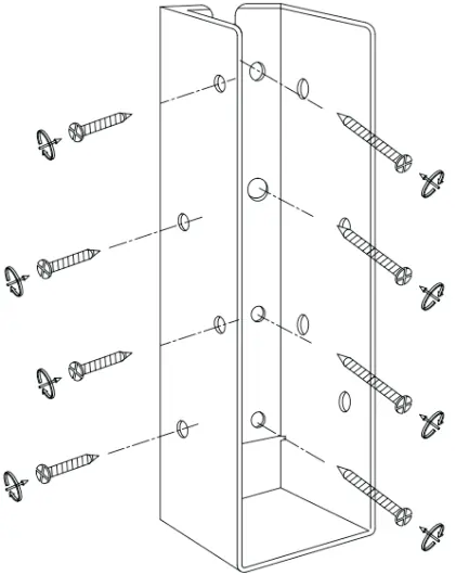 Installation diagram showing screw placement