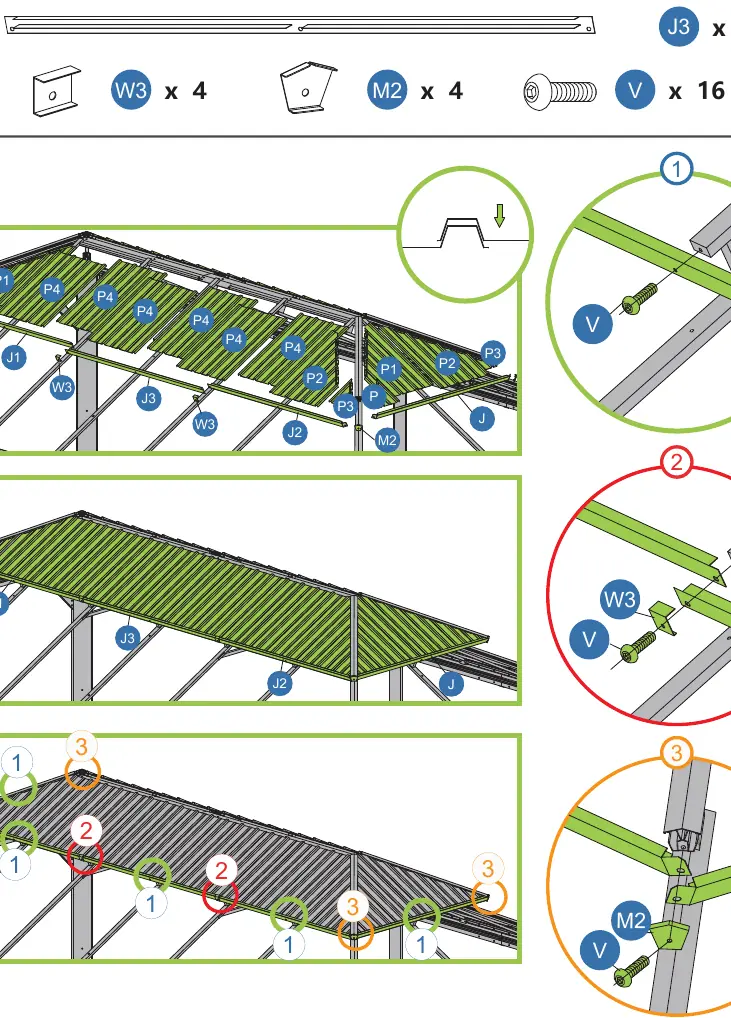 Step 19: Metal panel overlap