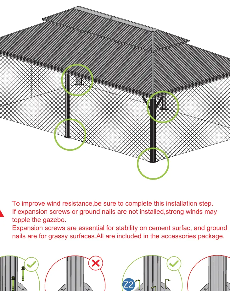 Step 29: Anchoring the gazebo