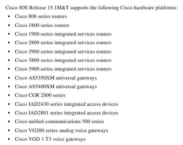 Supported Cisco hardware platforms