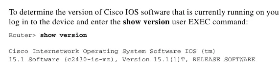 Example of show version command output
