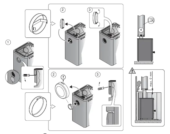 Connection to Harvia steel chimney