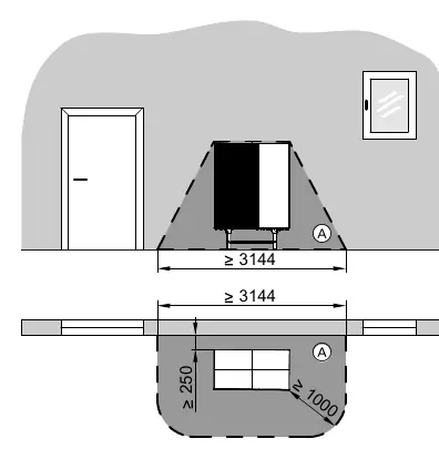 Safety zone for outdoor unit installation