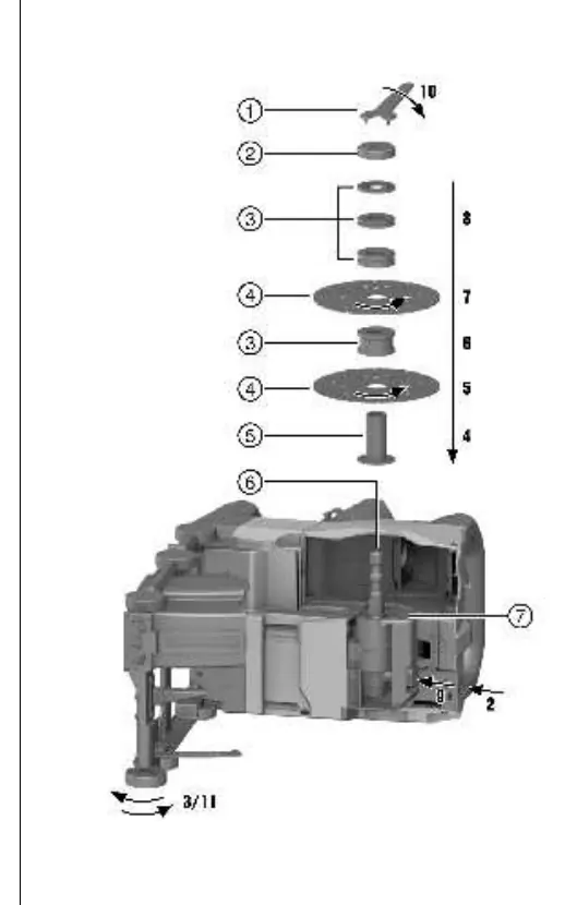 Assembly diagram for diamond slitting discs and spacer rings.